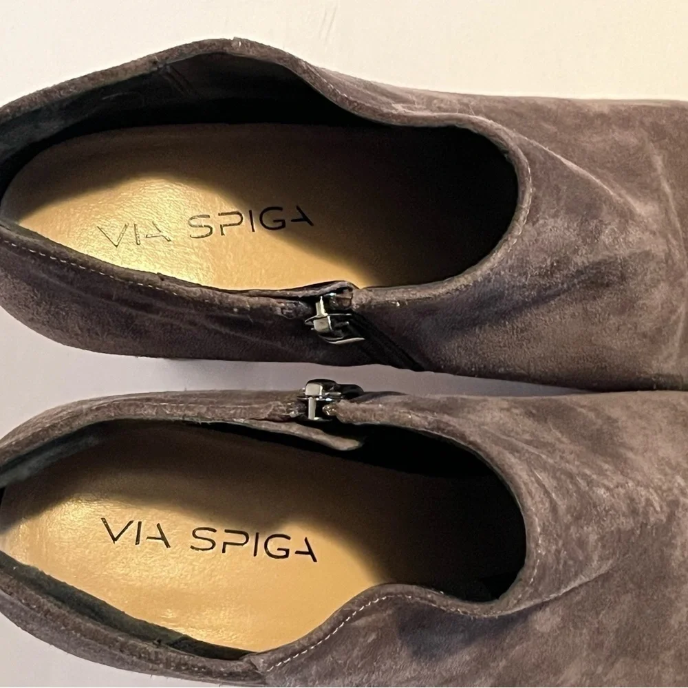 Via Spiga Silvie Block Heel Booties Anthracite Suede